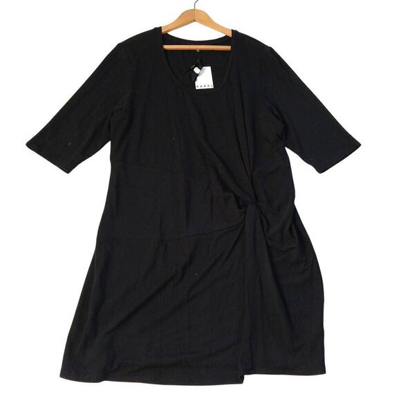 Rebel Wilson X Angels Black Sheath Dress Plus Size 2X NWT Stretch Ruched Scoop - Picture 2 of 8